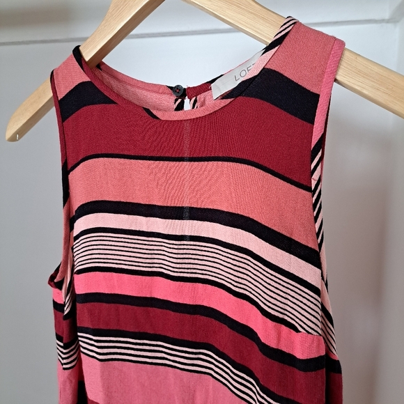 LOFT | Shades of pink & red striped sleevless womens dress - Picture 4 of 12